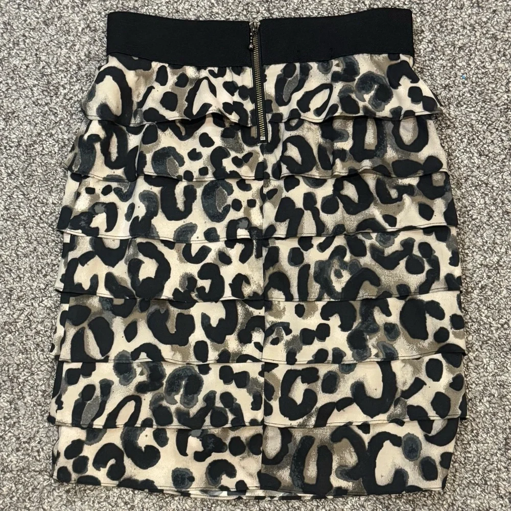 Alfani Leopard Tiered Mini Skirt - Black and Cream - Picture 6 of 6